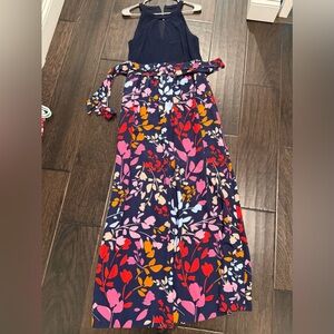 Vince Camuto Navy Floral Maxi Dress with Multi-Color Print